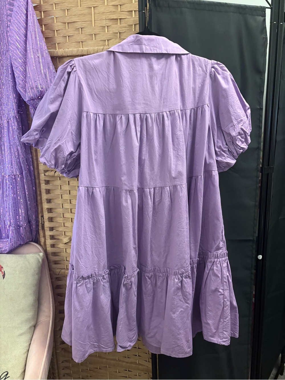 Lavender Embellished Crown Button-Front Dress - Picture 2 of 5